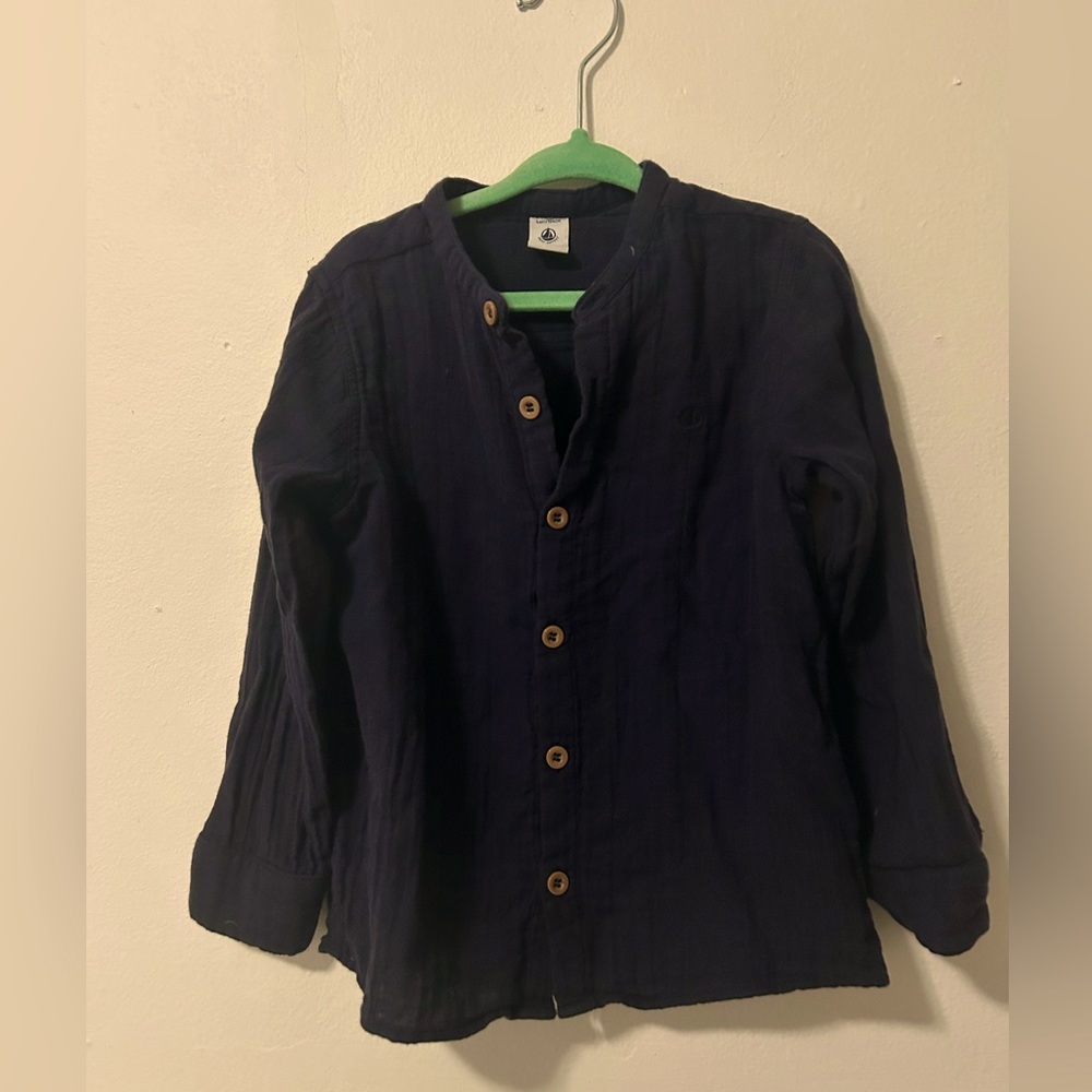 4T navy blue, petite bateau, button up shirt, brand new, never worn